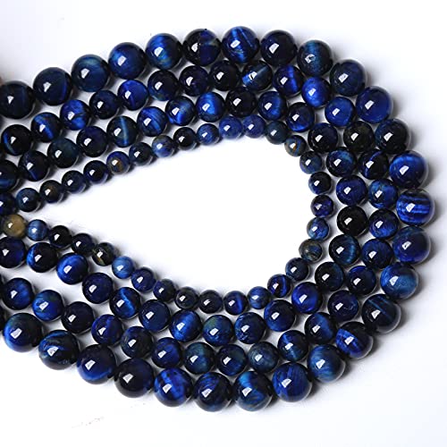 90PCS 8mm Lapis Lazuli Blue Tiger Eye Beads Natural Stone Round Loose Beads Energy Gemstone Healing Power for Jewelry Making 2 Strand 32" - color: Lapis Blue Tiger Eye, size: 8mm(2 strands)