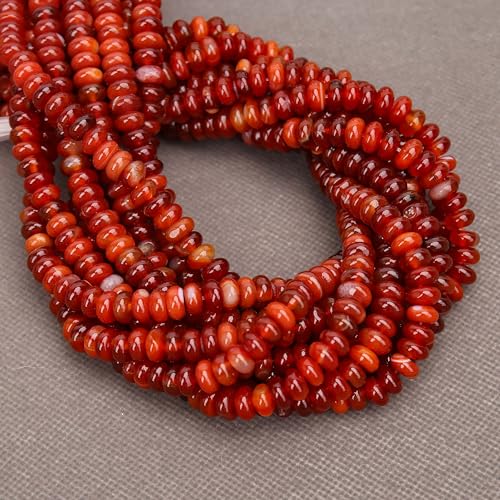 BONNY BOXX 1 Strand Natural 5 * 8mm Carnelian Rondelle Beads, Natural Abacus Disk Stone Beads Loose Spacer Gemstone for DIY Bracelet Necklace Jewelry Making - color: Carnelian, size: 5*8MM