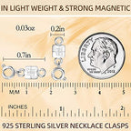 925 Sterling Silver Magnetic Necklace Clasps and Closures,Mini Bracelets Clasp Converter Gold and Silver Chain Extender for Jewelry Making Supplies - color: 4Pcs Silver