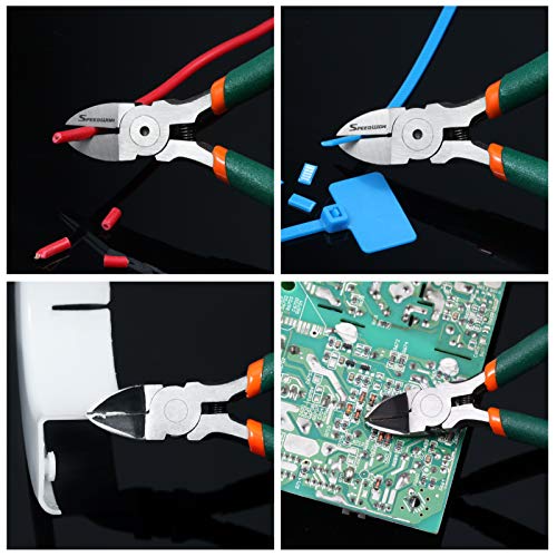 SPEEDWOX Wire Flush Cutters 6 Inch Precision Side Cutter Wire Cutter Pliers with Spring Functional Precision Tools for Cutting Electronics Wires Handmade and Any Clean Cut Needs - size: 6"