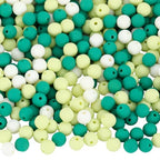 1 Box 500Pcs Matte Round Beads 8mm Acrylic Bead Bulk Plastic Green Frosted Pastel Matte Mix Bubblegum Loose Spacer Beads for Bracelets Necklaces Earrings Jewelry Making Beading Supplies - color: Sea Green