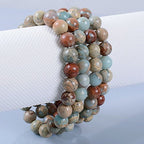 Justinstones Gem Semi Precious Gemstone 8mm Round Beads Stretch Bracelet 7 Inch Unisex - color: Serpentine