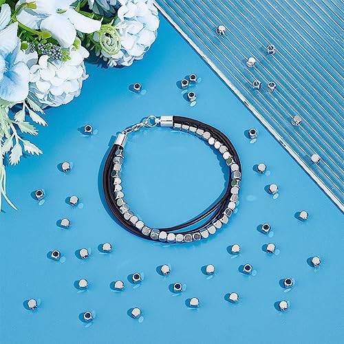 UNICRAFTALE 100pcs 4mm Stainless Steel Spacer Beads - Square, Smooth, Finding for DIY Bracelet, Necklace, Jewelry Making - color: Stainless Steel Color