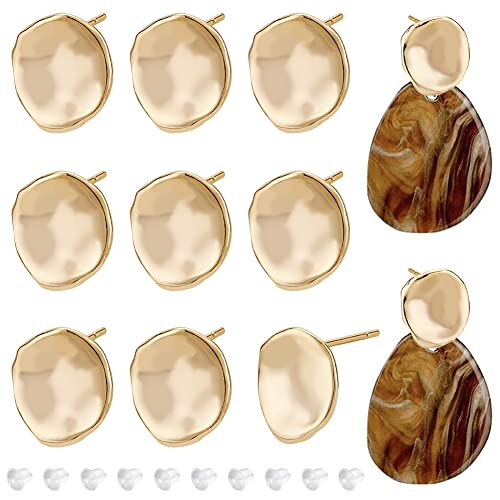 BENECREAT 12PCS 18K Gold Plated Earring Studs with Vertical Loops, 40Pcs Plastic Ear Nuts for DIY Jewelry Making - color: Round
