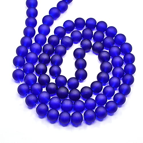 FASHEWELRY 200Pcs Transparent Frosted Glass Bead 4mm Matte Crystal Glass Loose Beads for DIY Jewelry Making (Blue) - color: Blue