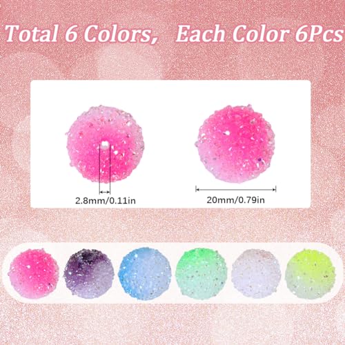 SUNNYCLUE 20mm Acrylic Bubblegum Beads Bulk - Colorful Candy Ball Shaped Large Rhinestone Beads for Beadable Pens, Chunky Bubble Gum Loose Spacer for Jewelry Making Supplies - color: 36pcs 20mm Candy Ball Shaped Beads