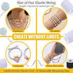 2 Rolls Stretchy Elastic Cord & Retractable Measuring Tape Set, 1.0mm x 110 Yards Beading String for Jewelry Making, Bracelets, Necklaces (Black + White) - size: White Black (1.0mm)