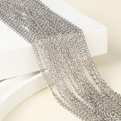 24PCS Cable Necklace Chains for Jewelry Making 2MM Stainless Steel Cable Cross Link Chains Bulk for DIY Necklace - color: stainless steel(2mm/18 inches)