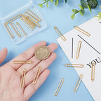BENECREAT 50pcs Rectangle Hollow Brass Pendants, Golden Bezel Link Charm Frame Charms for DIY Craft Jewelry Making, 33x5x1mm, Hole: 1.6mm - color: Hollow Rectangle