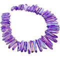 rockcloud Natural Rock Crystal Points Titanium Coated Clear Quartz Sticks Spikes Top Drilled 15 inch Strand,Light Purple - color: #13-Light Purple