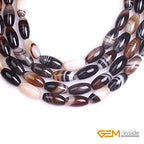 GEM-Inside Natural 8x16mm Oval Olives Shape Botswana Onyx Sardonyx Agate Stone Beads for Jewelry Making Loose Beads Strand 15" - size: Brown-8x16mm