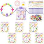 BeYumi Bunny Bracelet Craft Kit - 24Pcs Pack Christian Bunny and Cross Beads Bracelets with Jesus is Risen Gift Cards DIY Religious Faith Peeps Craft Kit Party School Classroom Fun Activities Kids - style: Easter Bunny