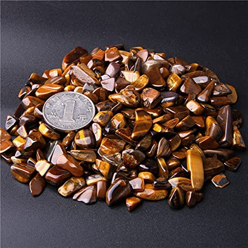 Natural 500 pcs Tiger Eyes No Hole Undrilled Irregular Chip Gemstone Beads Rock Gravel Crystal Tumble Minerals Gravel Specimen Energy Decorative Stone Fish Tank Stone - color: Tiger eyes