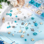 PH PandaHall 292pcs Turquoise Jewelry Making, Boho Ocean Beach Shell Bead Charms Starfish Mermaid Turtle Beads Summer Sea Dangle Pendant for Gift Bracelet Necklace Earring Anklet Craft Jewelry Making - color: Blue