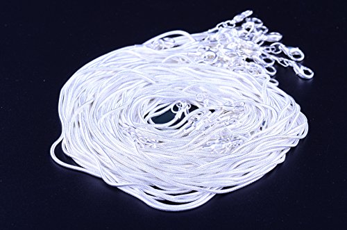 Snake Chain Necklace White Brightening 24pcs 925 Silver Plated 1.2mm DIY Shining Link with Lobster Clasps for Jewelry Making (24inch, Shining White Brightening) - size: 24inch