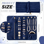Tondiamo 1 Pcs Velvet Jewelry Roll Luxury Travel Jewelry Case for Ring Necklace Earring Bracelet Storage Bag Women Bridesmaid Gift (Navy Blue) - color: Navy Blue