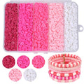 3500pcs Pink Clay Beads for Bracelets Making Kit, 6mm Heishi Polymer Flat Round Disc Clay Beads for Jewelry Making Pink - color: Pink