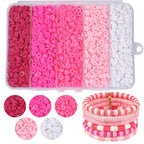 3500pcs Pink Clay Beads for Bracelets Making Kit, 6mm Heishi Polymer Flat Round Disc Clay Beads for Jewelry Making Pink - color: Pink