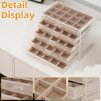 FEISCON Jewelry Box Organizer，Acrylic Storage Organizer with 5 Drawers Adjustable Velvet Trays grid size Jewelry Storage Box Clear Jewelry Organizer Gift for Women Girls (5 layer) - size: 5 layer