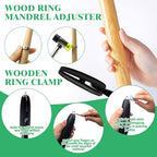 Yauhar 14Pcs Jewelry Making Tool Set Contains Flat Nose Jewelry Pliers, V-Slot Bench Pin Clamp, Wood Ring Mandrel Shaper, Rings Size Measuring Tools, Mallet Hammer, Steel Ring Sizing Gauge Sizers