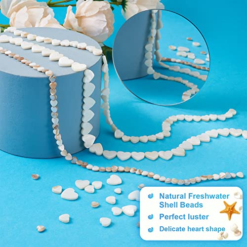 Fashewelry 147pcs Heart Natural Freshwater Shell Loose Beads White Peach Heart Sea Shell Spacer Charm Beads 6mm/8mm/12mm for Jewelry Making - color: 1-Shell Color, 6mm/8mm/12mm