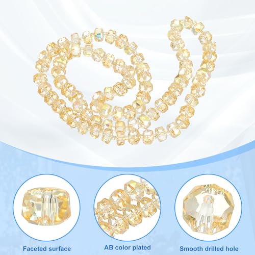 PATIKIL 75 Pcs 8mm OD 5mm Thick Crystal Glass Beads, Rondelle Crystal Beads Faceted Cut Gemstone Strand with Spacer Beads for Craft, Bracelet, Necklace, Gold - color: Gold