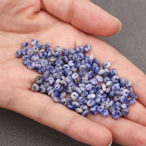 BONNY BOXX 1 Strand (150PCs) Natural 2 * 4mm Blue Dot Rondelle Beads, Natural Abacus Disk Stone Beads Loose Spacer Gemstone for DIY Bracelet Necklace Jewelry Making - color: Blue Dot, size: 2*4MM