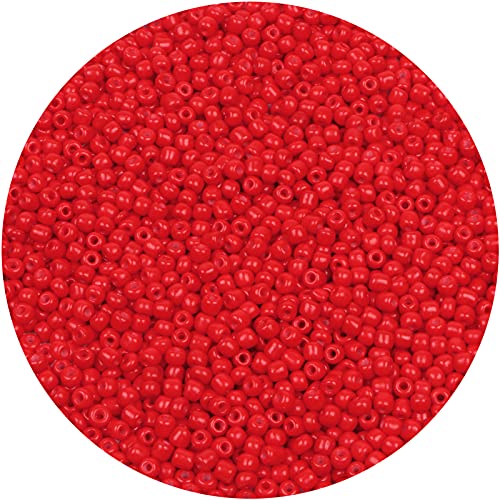 2200pcs Glass Seed Beads Bulk, 4mm 6/0 Pony Beads Bulk for Jewelry Making Mini Spacer Beads Loose Beads Craft Small Glass Seed Beads for DIY Bracelet Wrist (Red) - color: Red