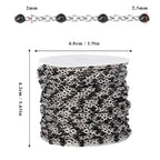 33 Feet Stainless Steel Enamel Chains Bulk, 2mm 304 Stainless Steel Black Enamel Beaded Cable Link Chain Roll Spool for Jewelry Making - color: Stainless Steel Black Beads