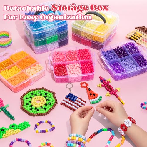 Umikk 10,000PCS Pony Beads Bulk, 48 Colors 6x9mm Plastic Kandi Beads for DIY Bracelet Making Hair Braiding Kandi Jewelry Key Chains Crafts Gifts (5.73LB, Shockproof Packaging) - color: 48colors10000pcs