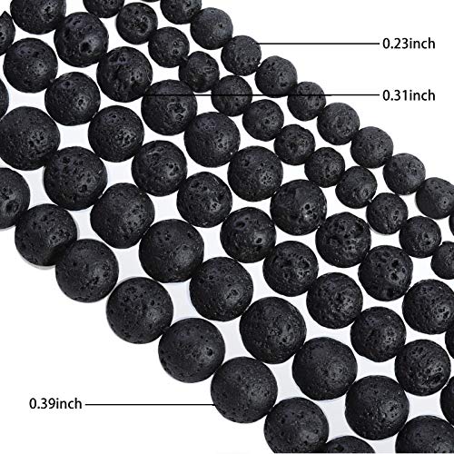 Natural Stone Beads 6mm Black Lava Polished Round Smooth Gemstone Beads for Jewelry Making 15 Inch(Black Lava,6mm) - color: Black Lava, size: 6mm