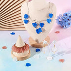 Crafans 100Pcs Frosted Acrylic Leaf Charms 24x22.5x3mm Transparent Plant Pendants Clear Autumn Maple Leaves Beads Charms for Jewelry Making (Blue) - color: Blue