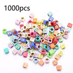 ToBeIT Acrylic Alphabet Letter A-Z Cube Beads 1000 pcs for Jewelry Making, Bracelets, Necklaces(6mm) (6 * 6color-Gold(Green)) - color: color-gold(green)