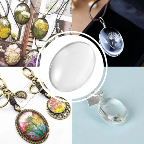 Koliva Oval Cabochons 30x40MM Clear Glass Cabochon 50PCS Transparent Glass Cabochons with Flat Backs Glass Dome for DIY Crafts Photo Pendant Jewelry Making (30x40MM,50PCS) - size: 30x40MM,50PCS