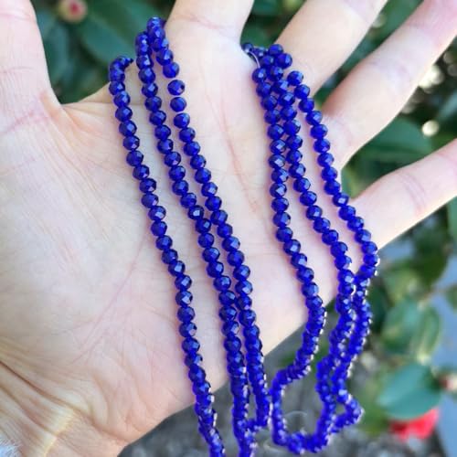 500pcs Czech Faceted Rondelle Crystal Glass Loose Beads 4mm Small Tiny Spacer Bulk Cobalt Blue for DIY Craft Jewelry Making CCR425 - color: Cobalt Blue, size: 4mm (0.16") - 500pcs