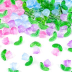 PAGOW 60 Pcs Tulip Flower Glass Beads, Glass Translucent Bracelet Beads, Colorful Handcrafted Crystal Loose Glass Beads for Spring Summer Valentines Wedding DIY Jewelry Making - color: Tulip Beads (Glass) -3 Colors