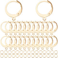SUNNYCLUE 1 Box 180Pcs Earring Findings Kit 80Pcs Real 18K Gold Plated Stainless Steel Leverback Earring Hooks 100Pcs Open Jump Rings Hypoallergenic Huggie Lever Back Ear Wires for Jewelry Making Kit - color: 80pcs 18k Gold Plated Leverbacks & 100pcs Open