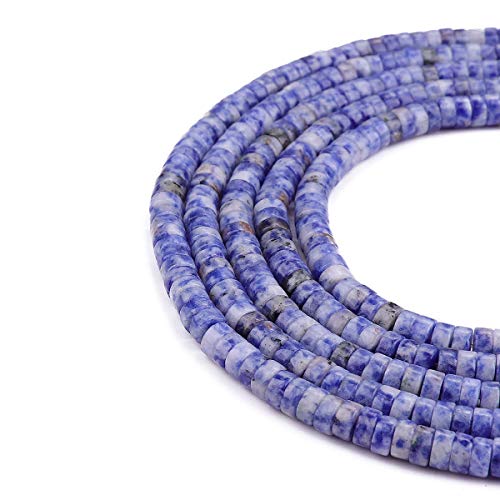 BEADIA Natural Blue Sodalite Spacer Beads Caps Loose Semi Gemstone for Beading Jewelry Making 6mmx3mm 38cm - color: Blue Sodalite, size: Round 6mm x 3mm