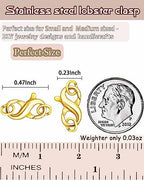 Dailyacc Double Opening Lobster Clasp 316 Stainless Steel Silver and Gold Pleted Necklace Bracelet Extender Clasps and Closures for DIY Jewelry - color: Gold 3Pcs, size: 12mm × 6mm