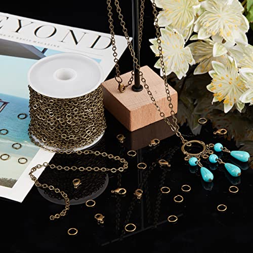SUNNYCLUE 32.8Feet/ 10m Antique Bronze Chain Bulk Brass Cable Curb Chains for Jewelry Making Findings Links 100Pcs Iron Jump Rings 30Pcs Brass Lobster Clasps Necklace Bracelet Choker 4x3x0.6mm - color: 4x3x0.6mm Links Cable Chains