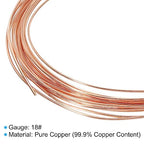 PATIKIL 32.8 Feet Solid Bare Copper Wire, 18 Gauge 99.9% Pure Copper Wire 1.2mm Soft Beading Wire Metal Plant Stem Ties for Jewelry Craft (10m) - size: 1.2mmx10m