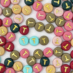200PCS Round Letter Beads,4x7mm Color Acrylic Alphabet Beads T Beads with Letters for Bracelet Making Necklace Keychain Jewelry DIY (Letter T) - color: Letter T