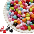 200Pcs Juimtien Acrylic Heart Beads Colorful Love Heart Charms for Jewelry Making DIY Earrings Bracelets Necklaces Craft Keychains-A