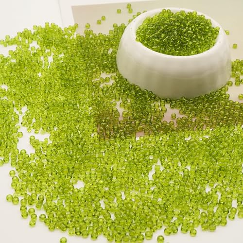 Light Green Glass Seed Beads 5000 Pcs, 3mm Small Craft Pony Beads Bulk for Bracelets, DIY Necklace Ring Waist Chain - color: Light Green