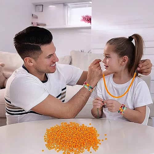 QPIXVB 1100pcs Pony Beads,Beads for Jewelry Making,Friendship Bracelet Bead Kit,Hair Beads Bead for Crafts,Bracelets Making,Necklace Keychain - color: orange beads
