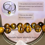 8mm Natural Gemstone Stretch Bracelet, Handmade Unisex Crystal Bracelets for Meditation, Yoga, Spiritual Healing & Positive Energy - color: Golden Tiger Eye