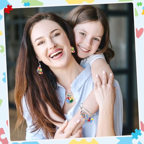 MARFOREVER 40Pcs/20 Pairs Autism Awareness Charms, Autism Charm for Jewelry Making, Autism Alloy Puzzle Pendants for Bracelet Necklace Earrings Making Accessories Autism Awareness Stuff - style: Autism Awareness