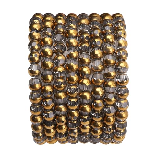Glass Round Beads Blue Octagon Faceted 6x5mm 100pcs Golden Edge Crystal Loose Beads for DIY Craft Jewelry Making - color: Blue, size: 6*5mm