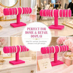 ChezMax Necklace Jewelry Display Jewelry Stand Hovering T-Bar Bracelet Holder for Home Organization - color: E-Rose Red Velvet