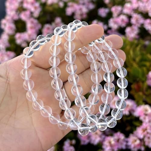 Adabele 1pc Natural Stretch Gemstone Bracelet 8mm (0.31") Bead 7" to 8.5 inch Healing Crystal Energy Quartz Chakra Jewelry Women Unisex Birthday Gift - color: Grade A Clear Crystal, size: 8.5 inch
